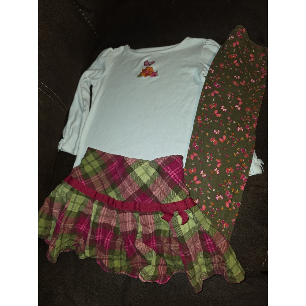 Gymboree butterfly girl top leggings skort lot outfit size 4